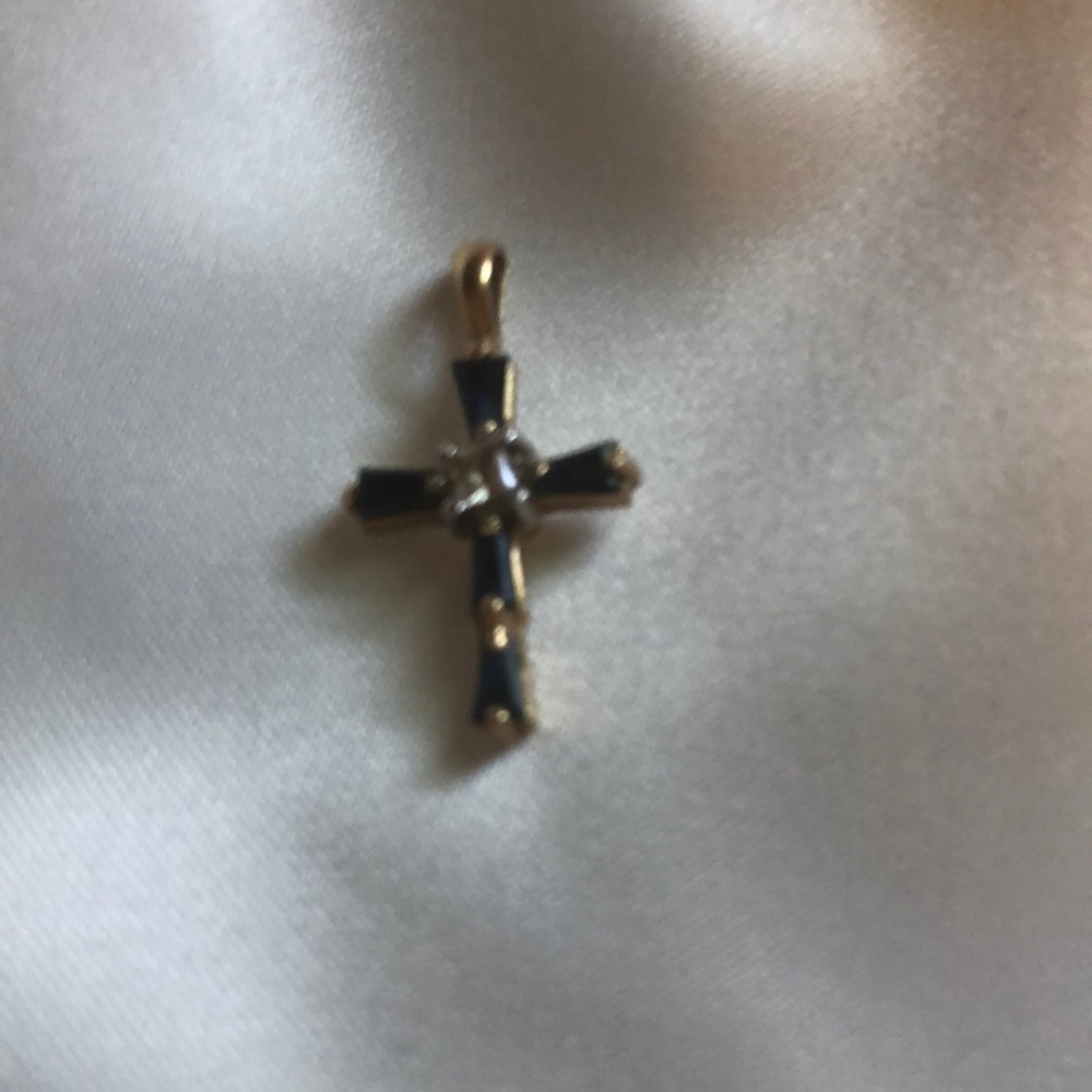 Sapphire and diamond gold cross
